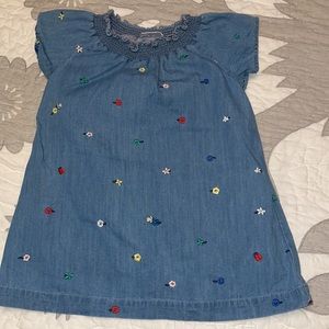 Hanna Andersson Denim Floral Embroidered Dress